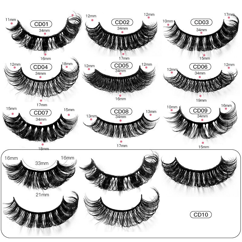 2/10Pairs 3D Mink Lashes russian strip lash Dramatic False Eyelashes Faux Cils Fake Eyelash Extension maquiagem