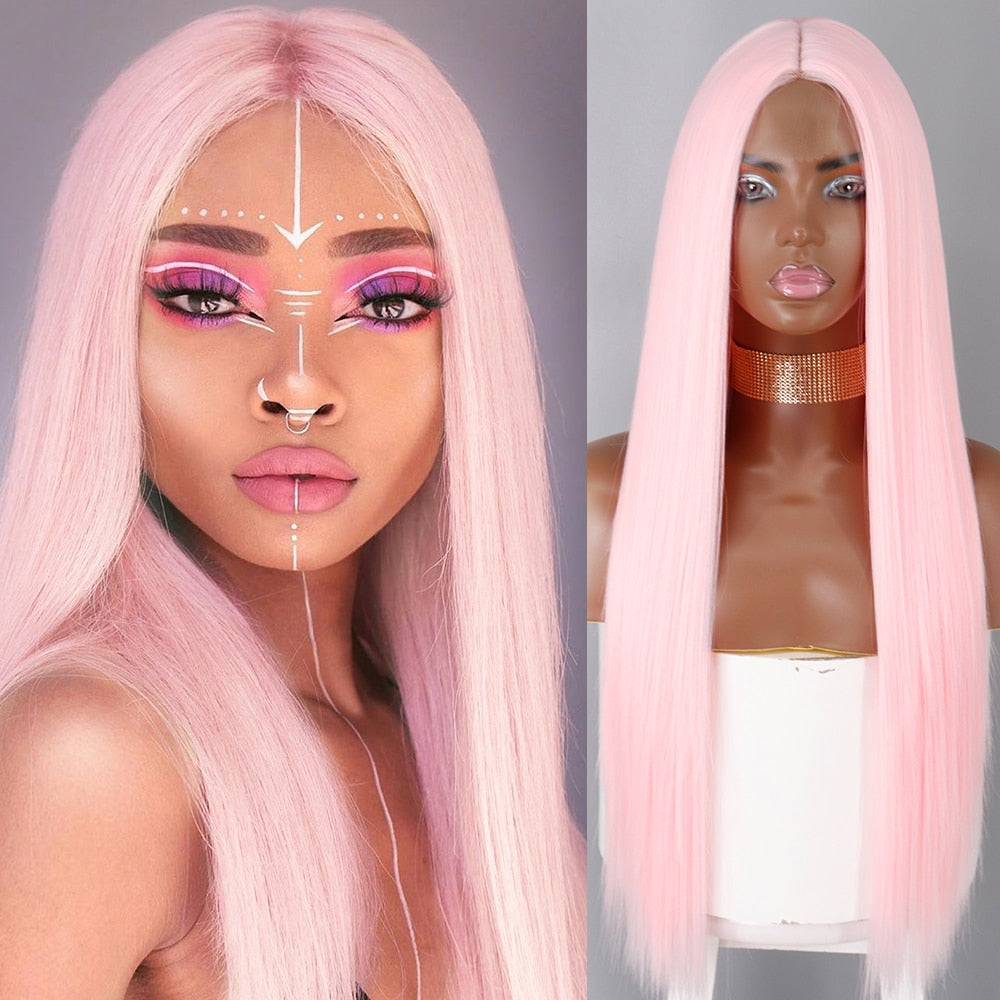 Synthetic Wigs for Women Long Straight Blonde Wig Natural Middle Part Wig Heat Resistant Fiber Natural Looking Wig