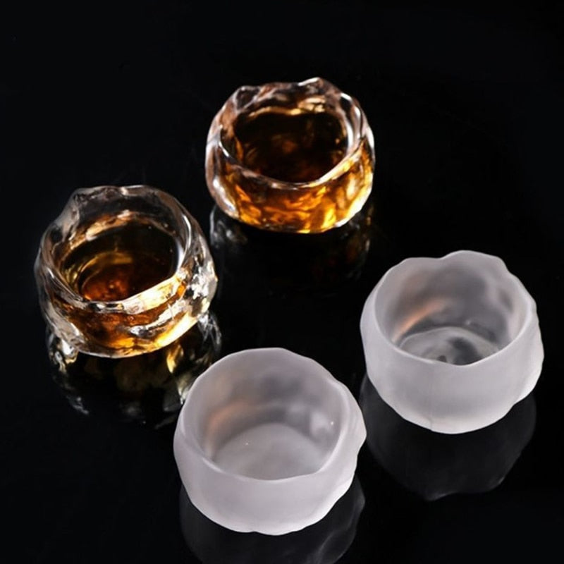 1pc Japanese Style Glass Cup Tasting Transparent/Frozen Tea Cups White Wine Cup Kongfu Master Teacup Tea Cup And Tea Saucer 2 Style