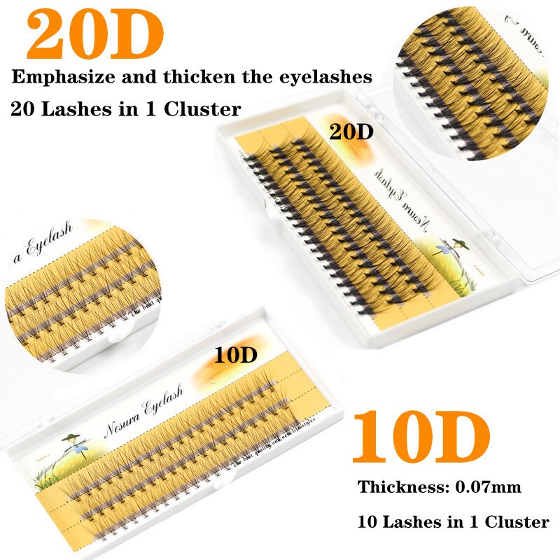 20D/10D Super Cluster Eyelash Extension Natural 3D Russian Volume Faux Eyelashes Individual Lashes Cilia Lash Bunche