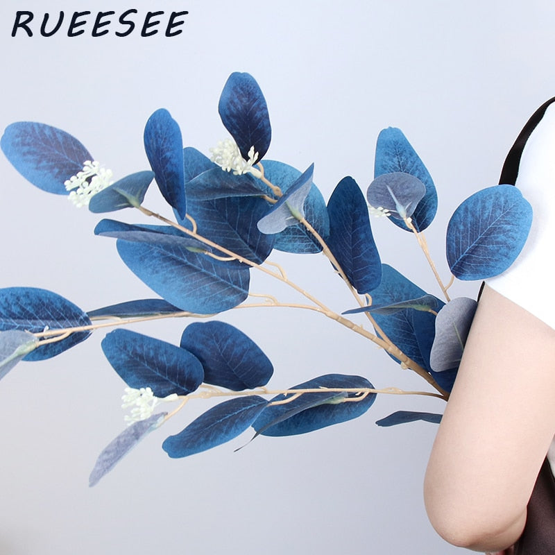 92m Artificial Plants Eucalyptus Long Silver Dollar Leaves Foliage Plant Greenery Fake Plastic Branches Greens Bushes