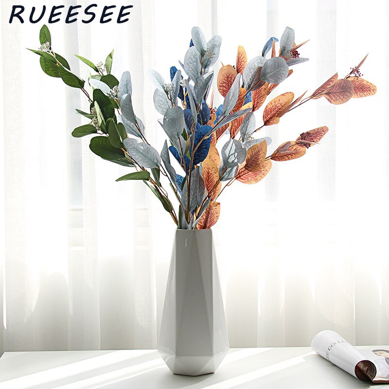 92m Artificial Plants Eucalyptus Long Silver Dollar Leaves Foliage Plant Greenery Fake Plastic Branches Greens Bushes