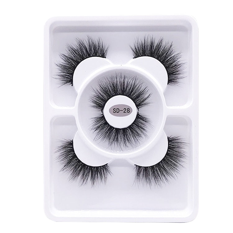 3 pairs natural false eyelashes fake lashes long 3d mink lashes eyelash extension