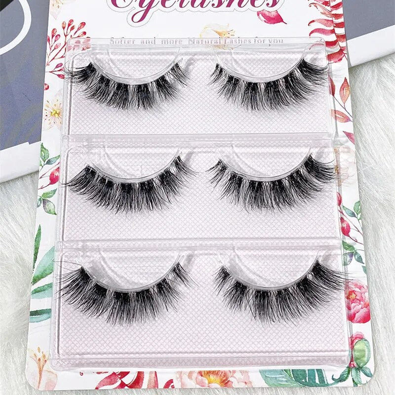 False Eyelashes 3 Pairs Pure Handmade Natural Transparent Terrier Fake Eyelashes Short Paragraph Bare Makeup Eyelashes