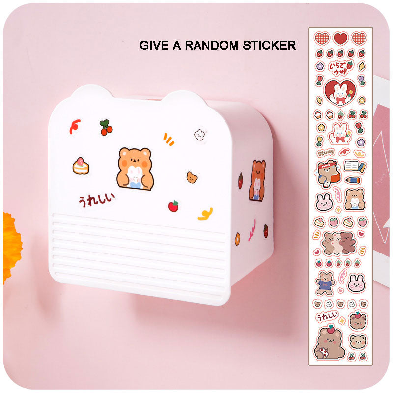 Kawaii Storage Organizer Adhesive Large Storage Box Sanitary Napkin Cosmetics Organizer Decorative Box Bathroom Accessories