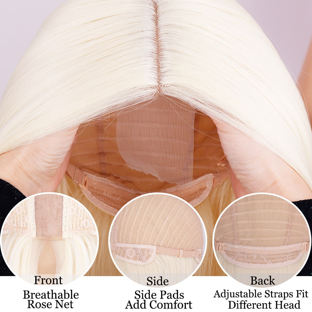 Synthetic Wigs for Women Long Straight Blonde Wig Natural Middle Part Wig Heat Resistant Fiber Natural Looking Wig