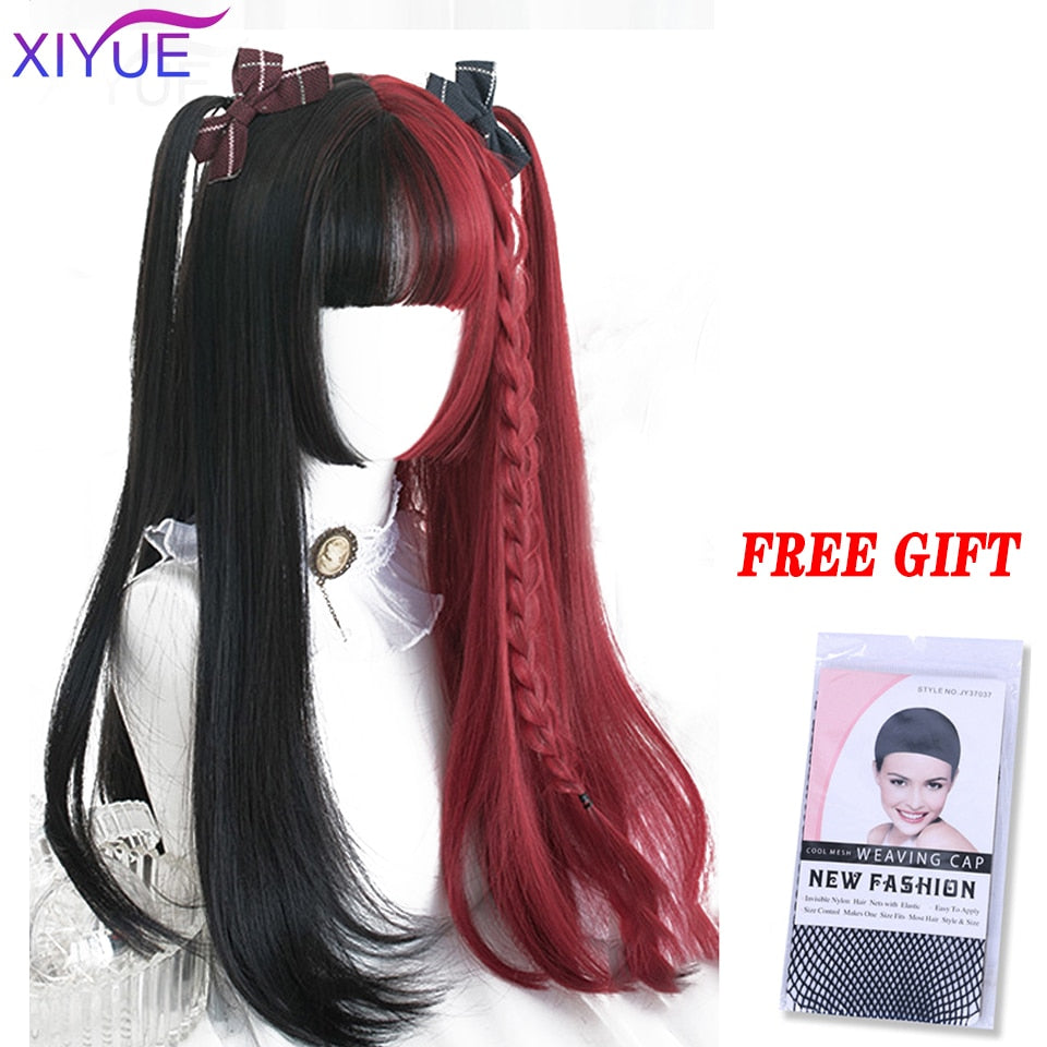 Blue Pink Lolita Wigs Ombre Long Water Wave Cosplay Wigs Synthetic Hair Wigs Heat Resistant For Women