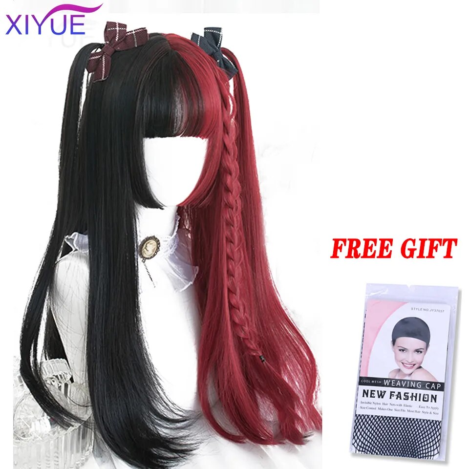 Blue Pink Lolita Wigs Ombre Long Water Wave Cosplay Wigs Synthetic Hair Wigs Heat Resistant For Women