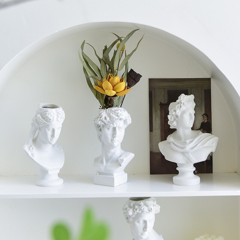 Nordic Style David Art Sculpture Portrait Vase Decoration Living Room Flower Arrangement Retro Florist Home Hydroponic Vase