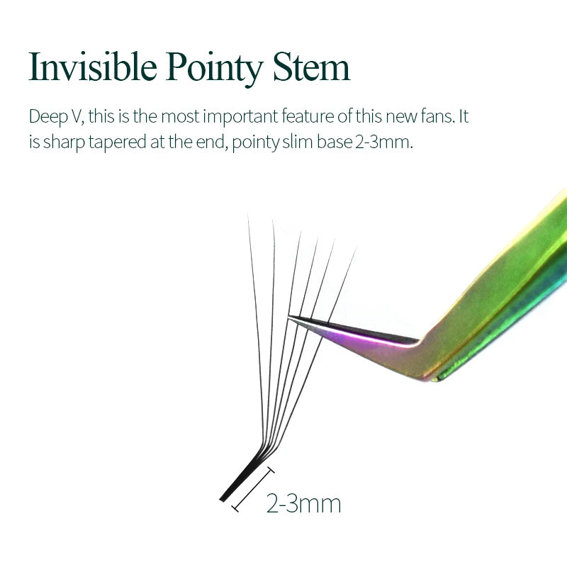 6D M L Special Curl Premade Fans Volume Lash Extension Thin Pointy Base Sharp Slim Narrow Stem Russia Volume Eyelash Extension
