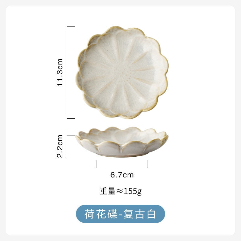 1PC Originality Ceramics Plate Flavor Small Dish Seasoning Dish Food Plate European Flower Shape Dish Ceramics Tableware