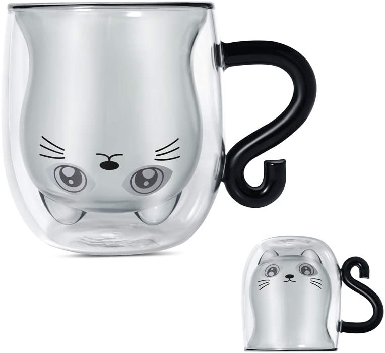 3D 2-Tier Coffee Mug Lovely Panda Bear Cat Cute Duck Shaped Double Wall Glass Cup Resistant Wine Kungfu Tea Milk Juice
