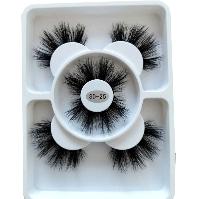 3 pairs natural false eyelashes fake lashes long 3d mink lashes eyelash extension