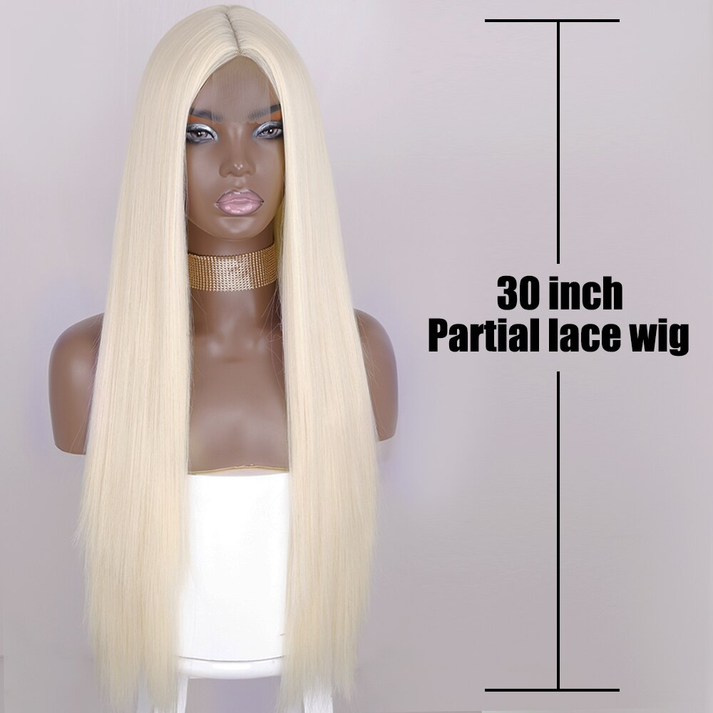 Synthetic Wigs for Women Long Straight Blonde Wig Natural Middle Part Wig Heat Resistant Fiber Natural Looking Wig