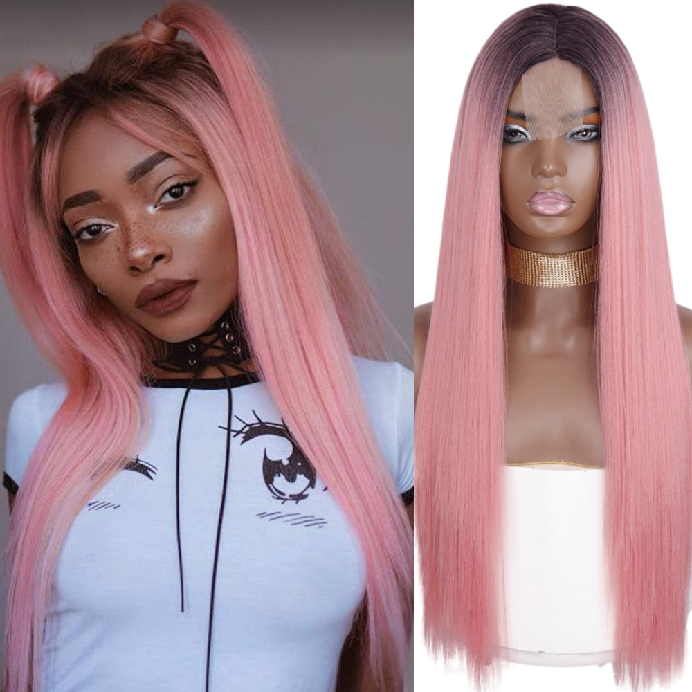 Synthetic Wigs for Women Long Straight Blonde Wig Natural Middle Part Wig Heat Resistant Fiber Natural Looking Wig