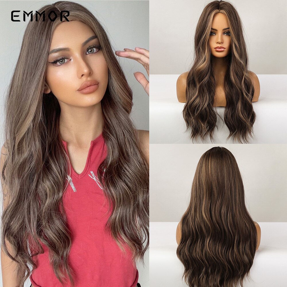 Synthetic Wigs Long Wavy Blonde Natural Hair Wigs for Women Cosplay Wigs Heat Resistant Fiber Hair Wig