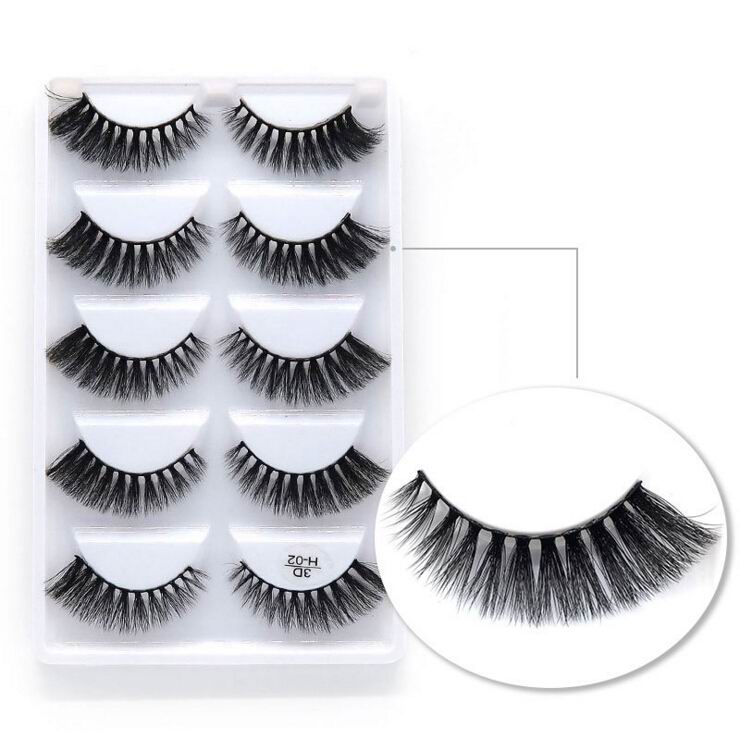 5 pairs long Natural Mink False Eyelashes Cross Dense Handmade Cotton Stalk Eye Lashes Date Make-up Mink Fake Eyelashes
