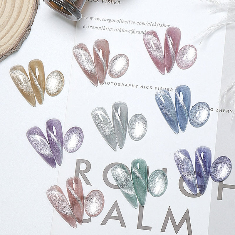 8ML Nail Gel Polish Jade Cat Eye Magnet Hybrid Varnish Semi Permanent Summer Magnetic Lacquer Primer Nail Art Gel Varnish
