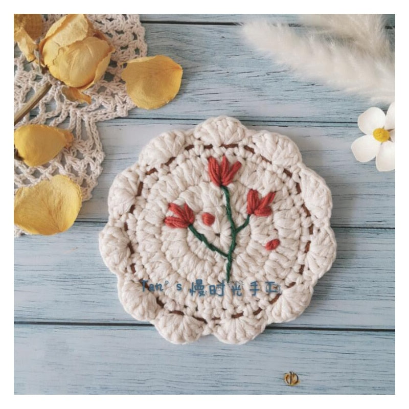 DIY Crochet Granny Square Cup Coaster Placemat Pad Tea Mug Coffee Mat Kitchen Table Decor Wedding Gift
