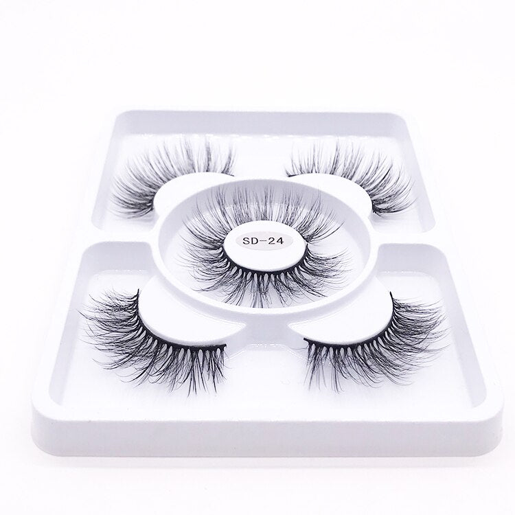 3 pairs natural false eyelashes fake lashes long 3d mink lashes eyelash extension