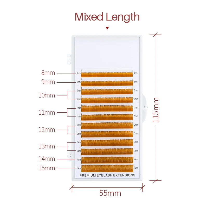 High Quality brown eyelash extensions for salon False lashes 12 lines per tray