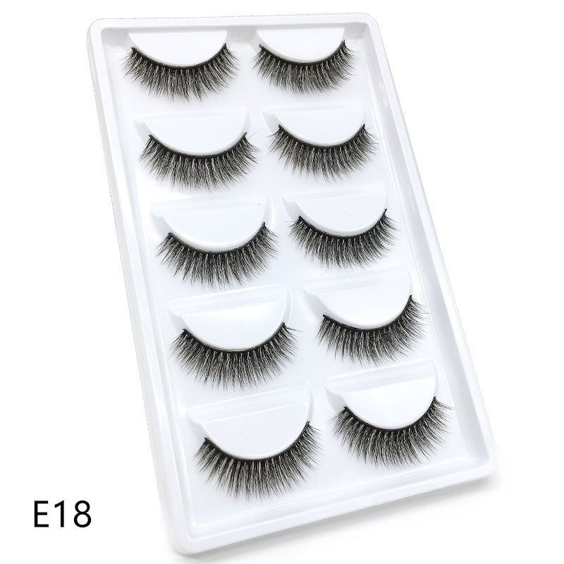 5 pairs long Natural Mink False Eyelashes Cross Dense Handmade Cotton Stalk Eye Lashes Date Make-up Mink Fake Eyelashes