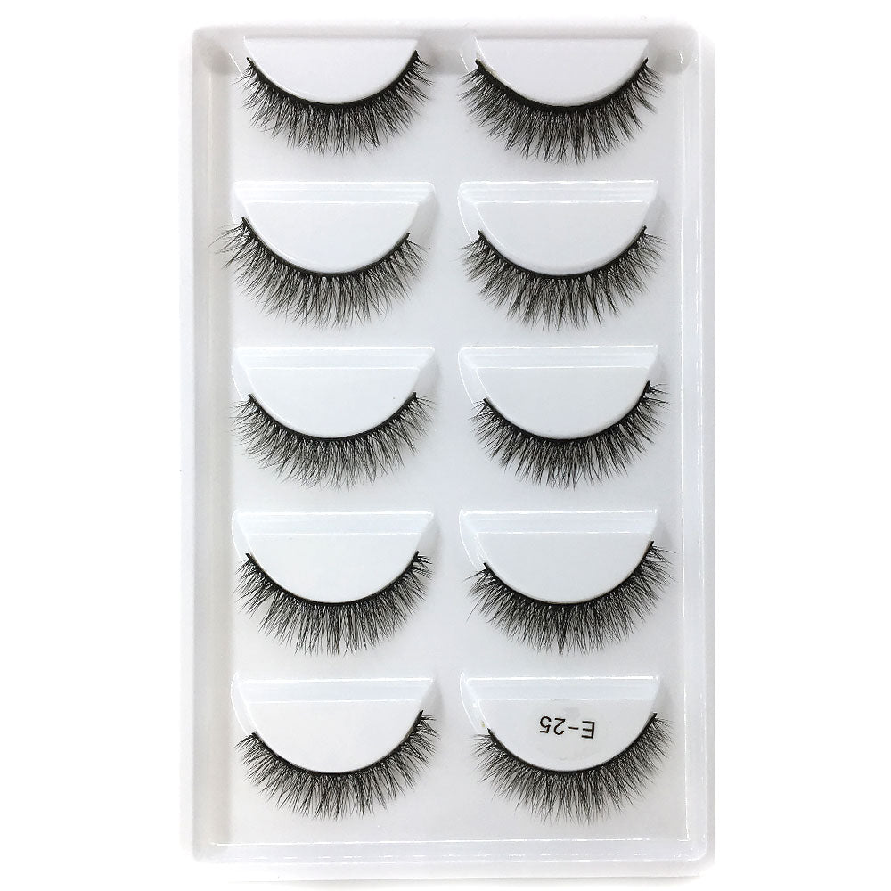 5 pairs long Natural Mink False Eyelashes Cross Dense Handmade Cotton Stalk Eye Lashes Date Make-up Mink Fake Eyelashes