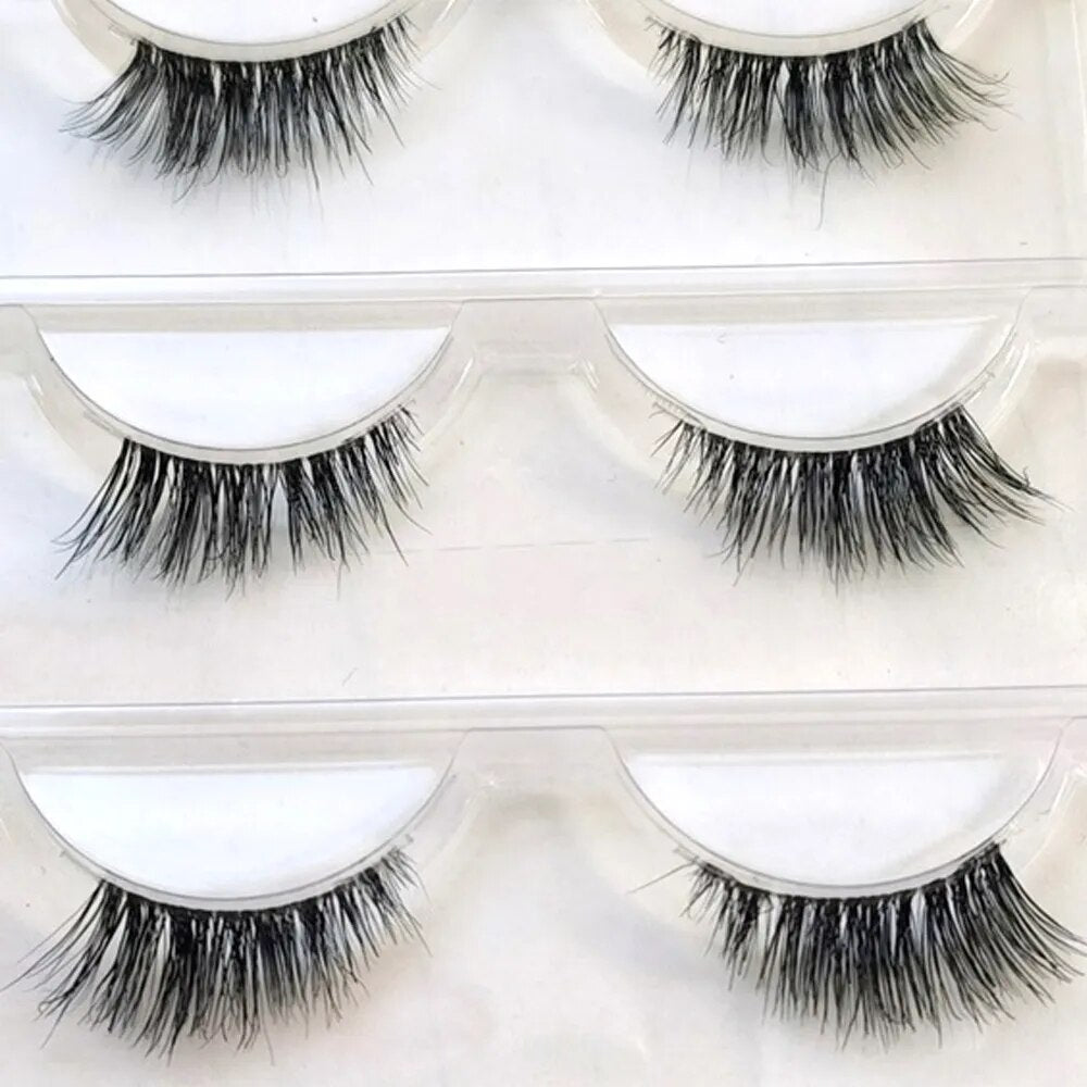 False Eyelashes 3 Pairs Pure Handmade Natural Transparent Terrier Fake Eyelashes Short Paragraph Bare Makeup Eyelashes