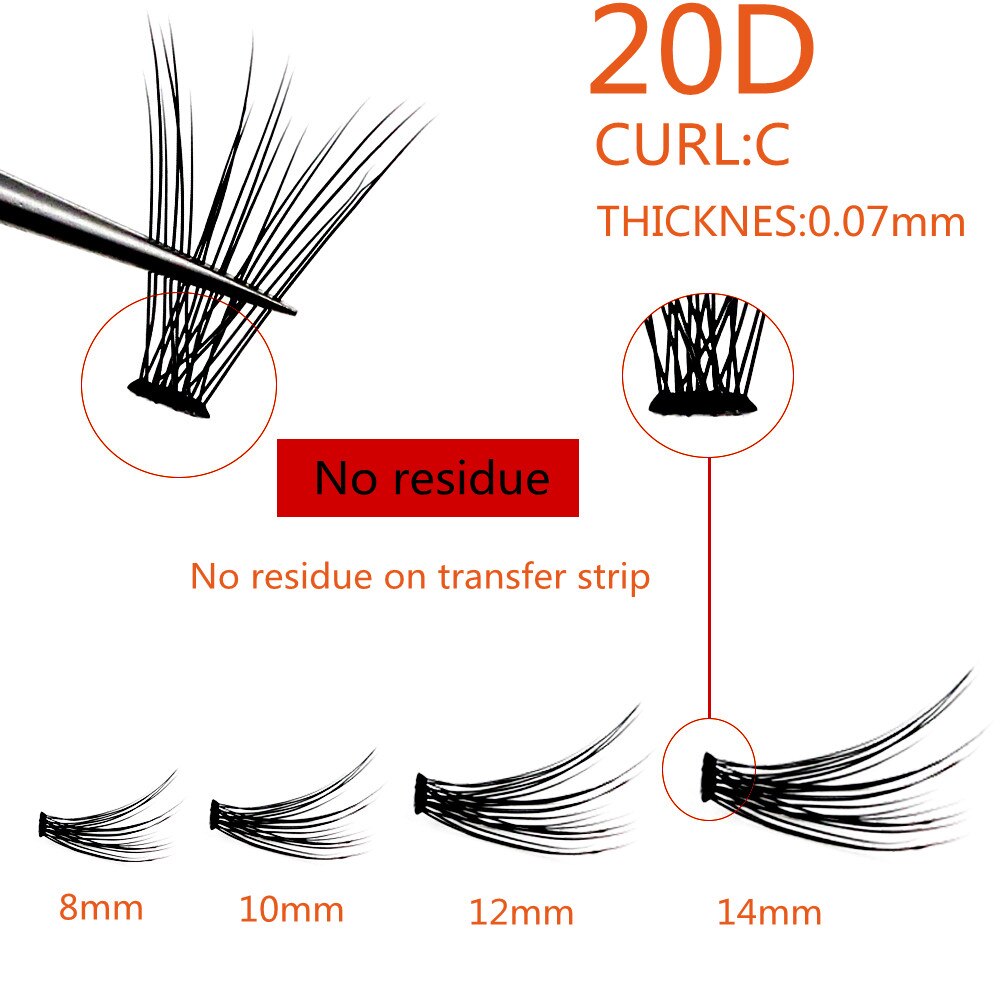 20D/10D Super Cluster Eyelash Extension Natural 3D Russian Volume Faux Eyelashes Individual Lashes Cilia Lash Bunche