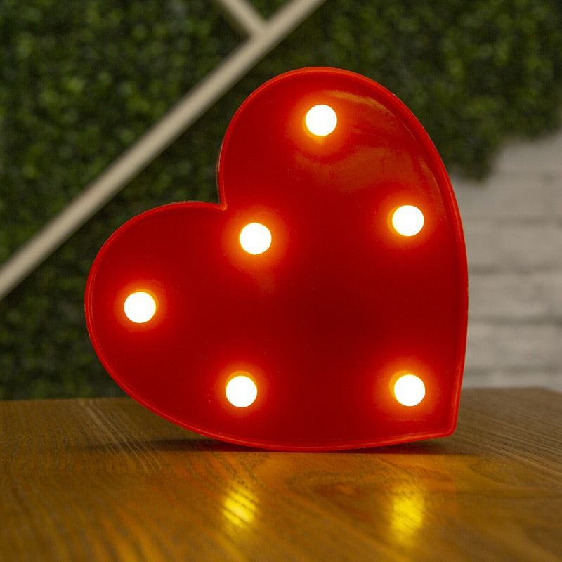 Alphabet Letter LED Lights Luminous Number Lamp Decor Battery Night Light for home Wedding Birthday party Decoration