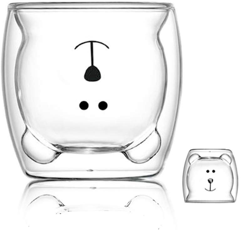 3D 2-Tier Coffee Mug Lovely Panda Bear Cat Cute Duck Shaped Double Wall Glass Cup Resistant Wine Kungfu Tea Milk Juice