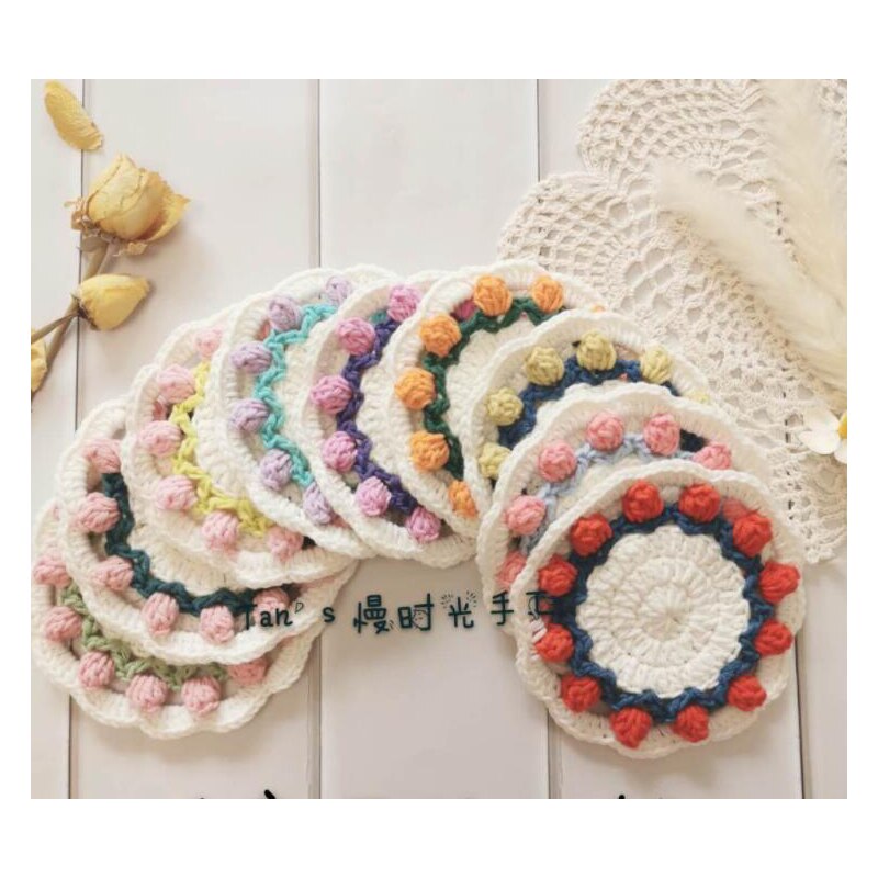 DIY Crochet Granny Square Cup Coaster Placemat Pad Tea Mug Coffee Mat Kitchen Table Decor Wedding Gift