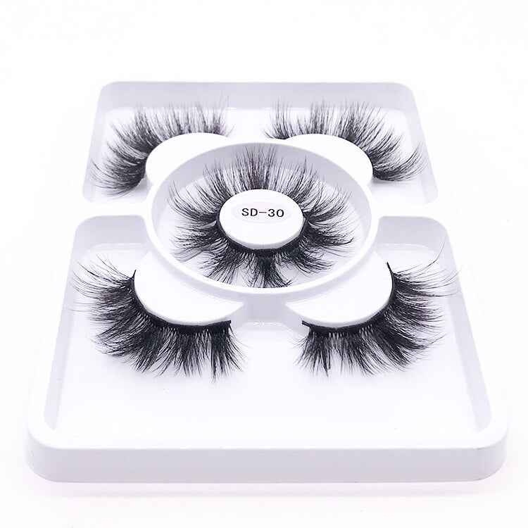 3 pairs natural false eyelashes fake lashes long 3d mink lashes eyelash extension