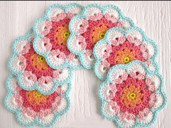 DIY Crochet Granny Square Cup Coaster Placemat Pad Tea Mug Coffee Mat Kitchen Table Decor Wedding Gift