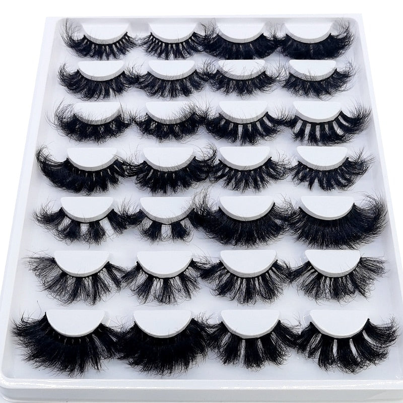 Lashes 14 Pairs Eyelashes Faux Mink Eyelashes Long Lasting Fluffy 25mm Mink Lashes Dramatic Volume lashes Extension Thick Long