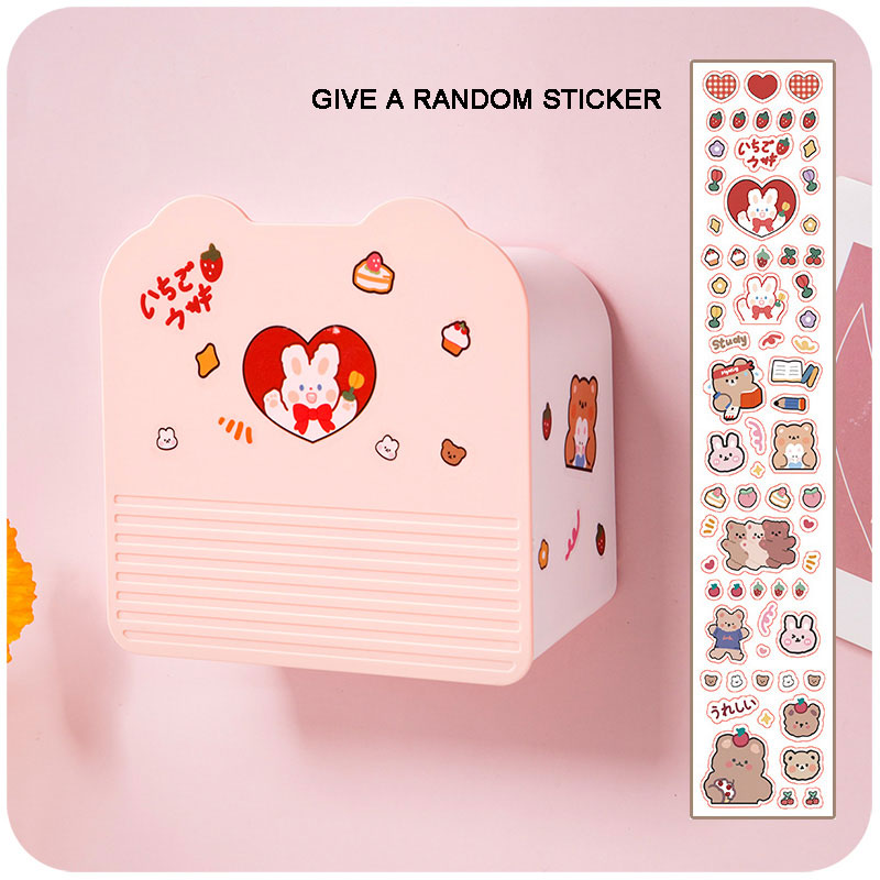 Kawaii Storage Organizer Adhesive Large Storage Box Sanitary Napkin Cosmetics Organizer Decorative Box Bathroom Accessories