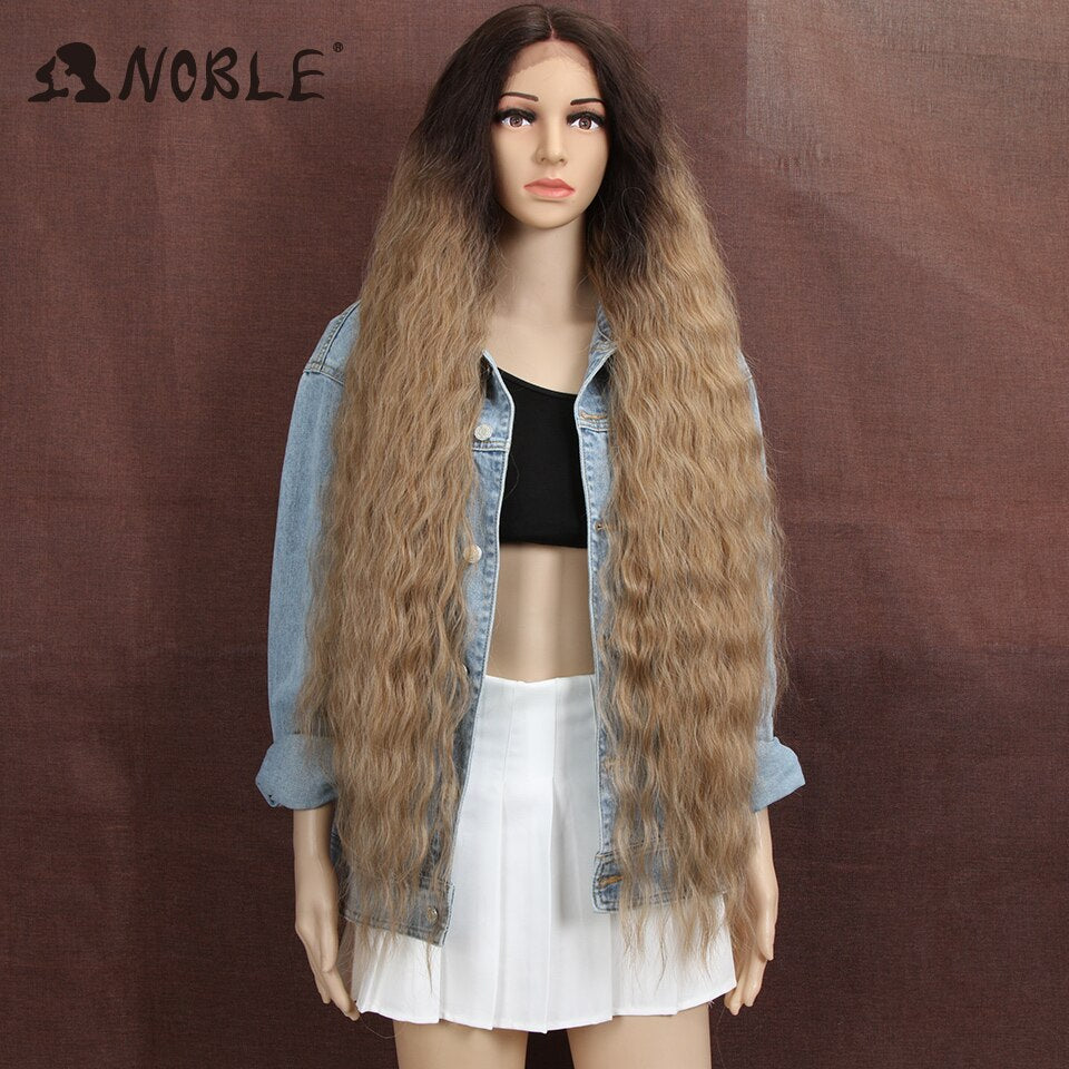 Cosplay Wig Synthetic Lace Part Wig Long Curly 42 Inch Cosplay Wig Blonde Ombre Lace Wig Synthetic Lace Wig