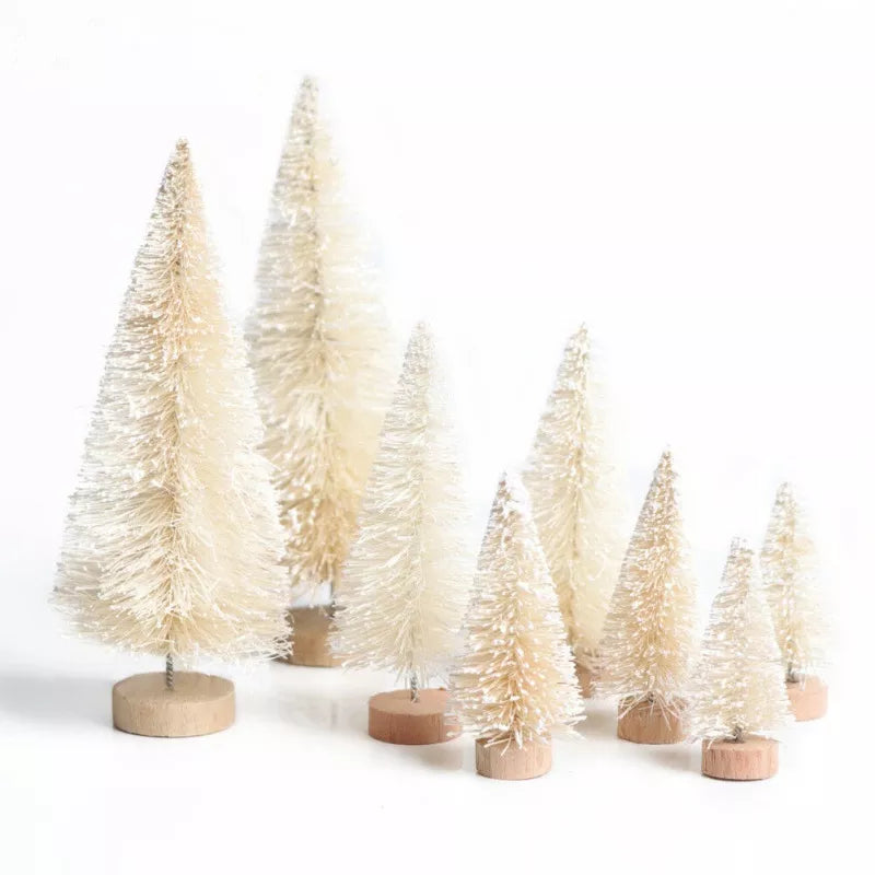 8-Piece Mini Christmas Tree Sisal Silk Cedar - Decoration Small Christmas Tree - Gold Silver Blue Green White Festive Tree