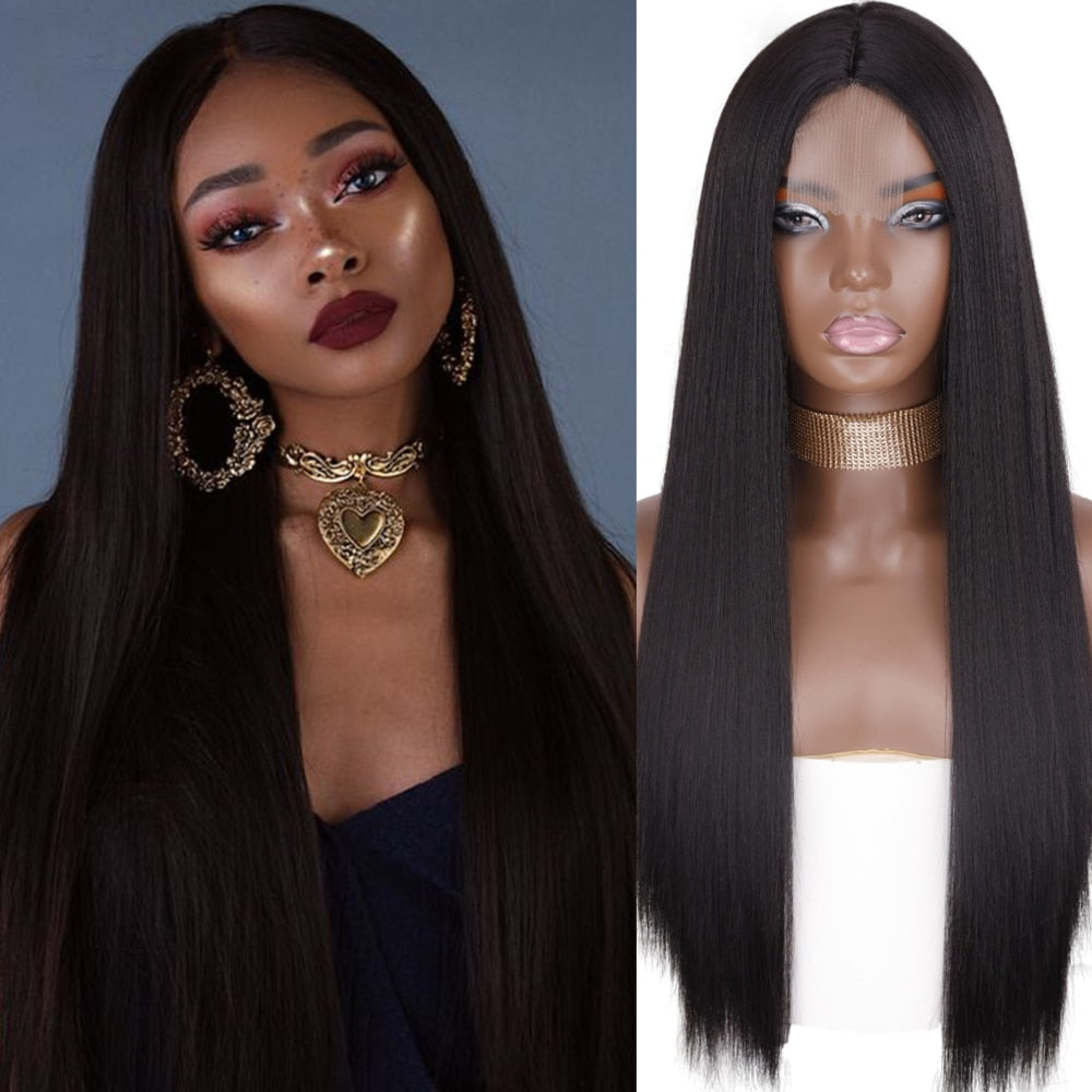 Synthetic Wigs for Women Long Straight Blonde Wig Natural Middle Part Wig Heat Resistant Fiber Natural Looking Wig