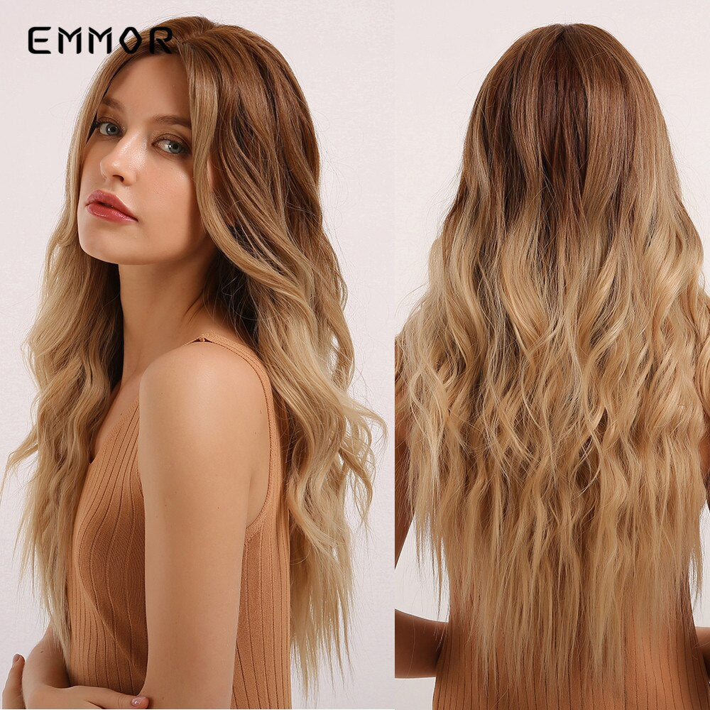 Synthetic Wigs Long Wavy Blonde Natural Hair Wigs for Women Cosplay Wigs Heat Resistant Fiber Hair Wig