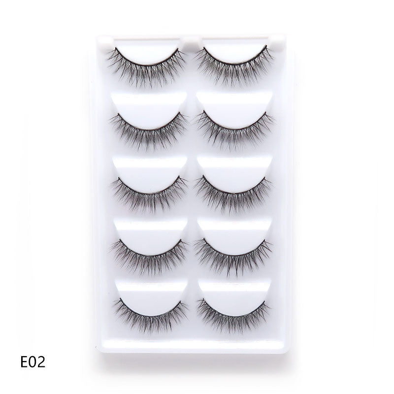 5 pairs long Natural Mink False Eyelashes Cross Dense Handmade Cotton Stalk Eye Lashes Date Make-up Mink Fake Eyelashes
