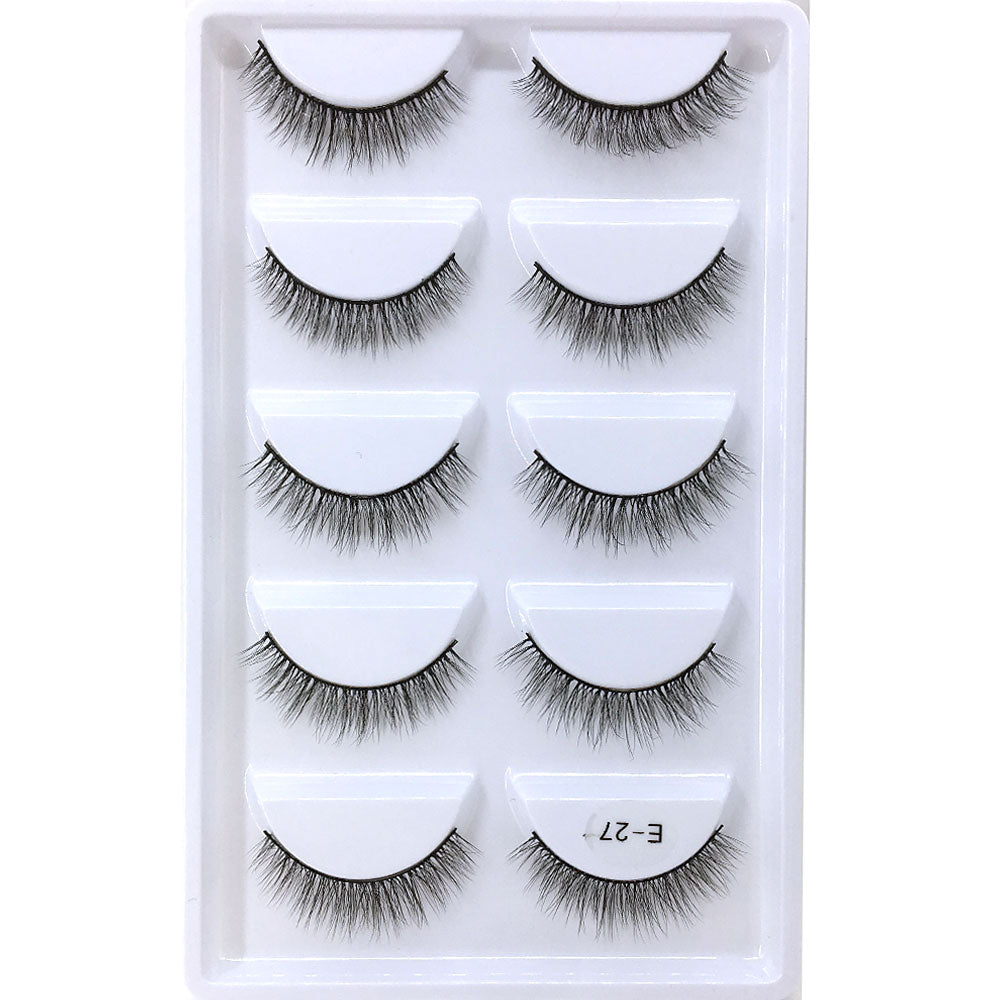 5 pairs long Natural Mink False Eyelashes Cross Dense Handmade Cotton Stalk Eye Lashes Date Make-up Mink Fake Eyelashes