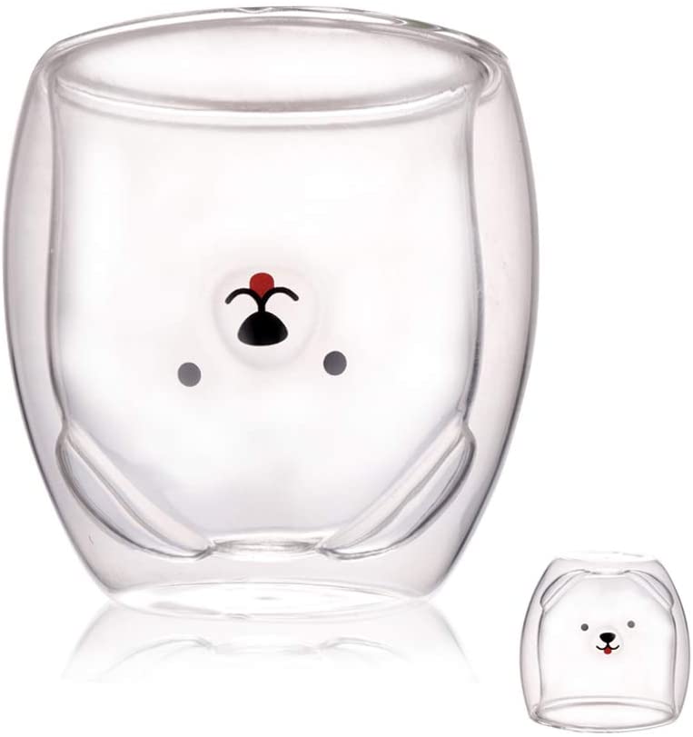 3D 2-Tier Coffee Mug Lovely Panda Bear Cat Cute Duck Shaped Double Wall Glass Cup Resistant Wine Kungfu Tea Milk Juice