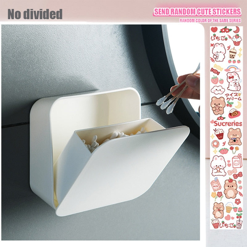Kawaii Storage Organizer Adhesive Large Storage Box Sanitary Napkin Cosmetics Organizer Decorative Box Bathroom Accessories