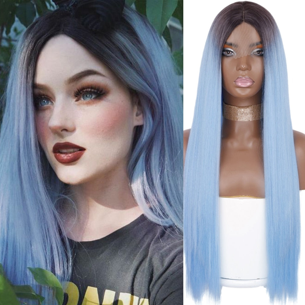 Synthetic Wigs for Women Long Straight Blonde Wig Natural Middle Part Wig Heat Resistant Fiber Natural Looking Wig