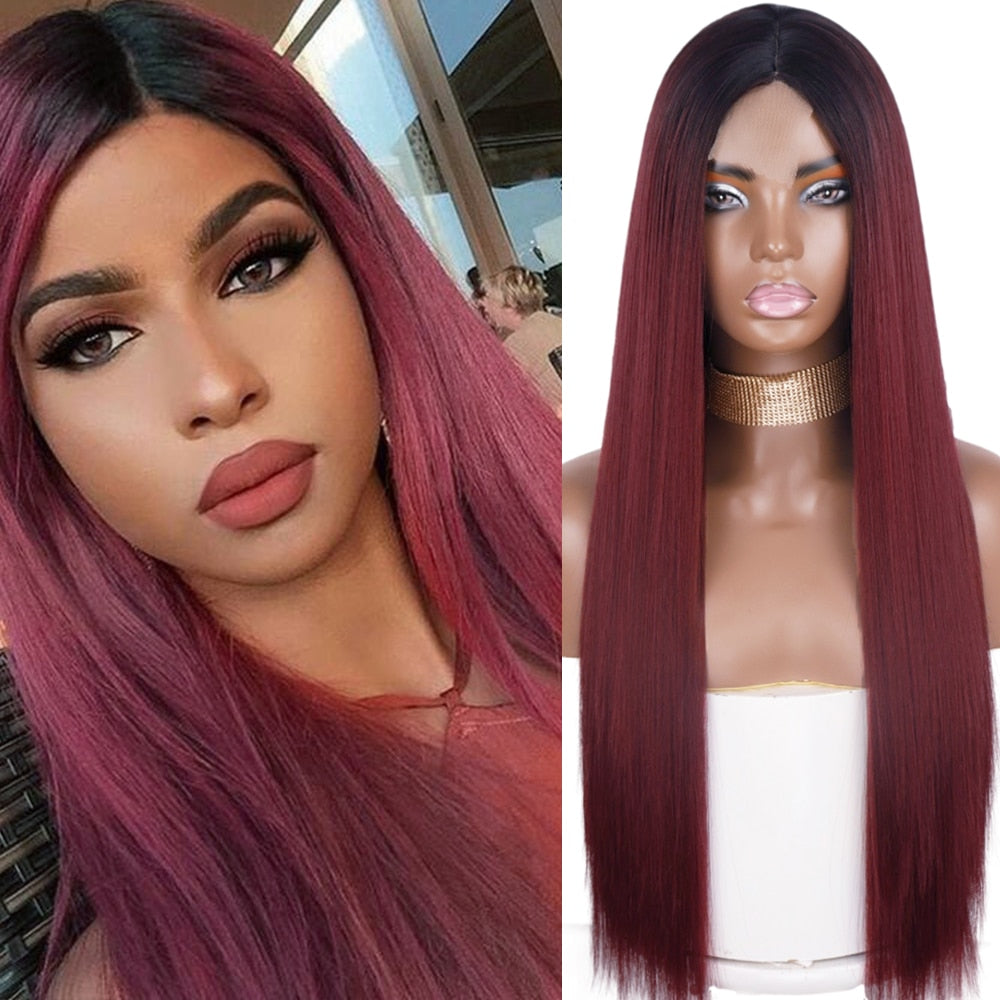 Synthetic Wigs for Women Long Straight Blonde Wig Natural Middle Part Wig Heat Resistant Fiber Natural Looking Wig