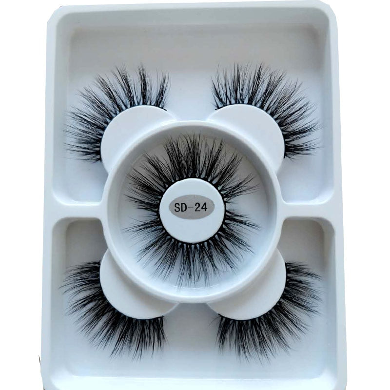 3 pairs natural false eyelashes fake lashes long 3d mink lashes eyelash extension