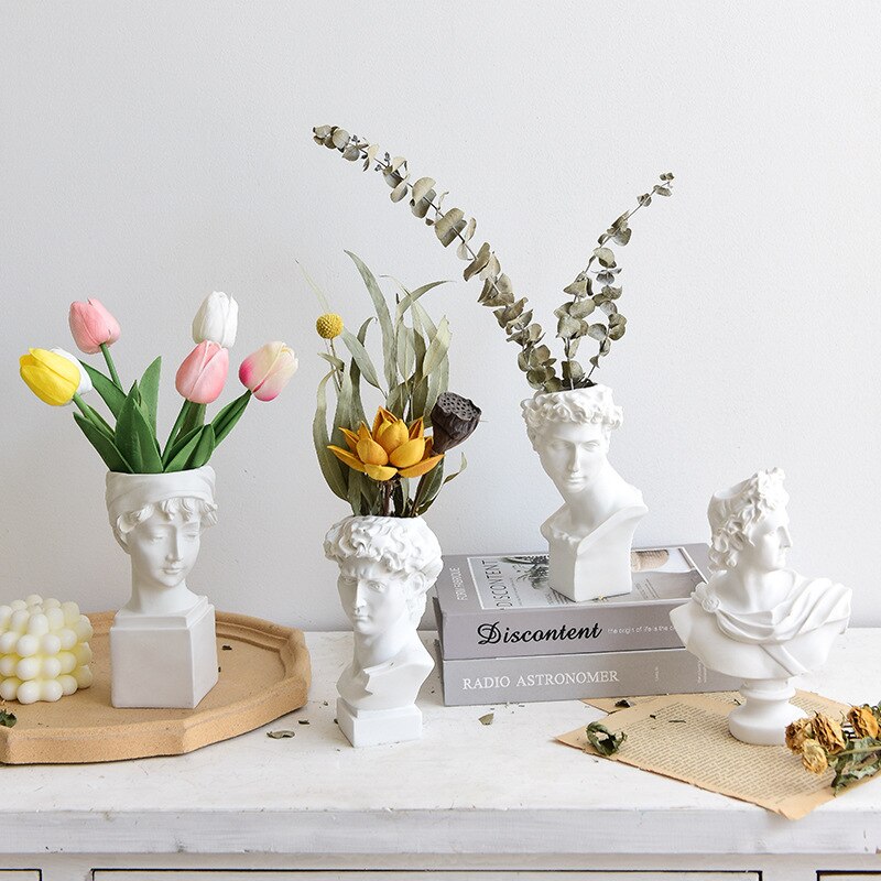 Nordic Style David Art Sculpture Portrait Vase Decoration Living Room Flower Arrangement Retro Florist Home Hydroponic Vase