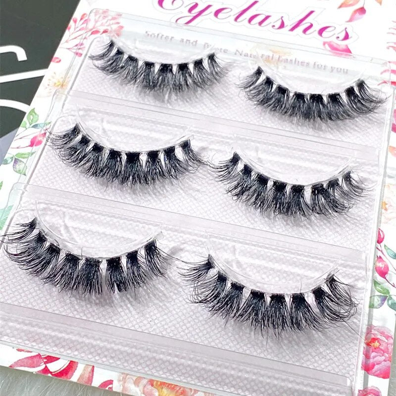 False Eyelashes 3 Pairs Pure Handmade Natural Transparent Terrier Fake Eyelashes Short Paragraph Bare Makeup Eyelashes