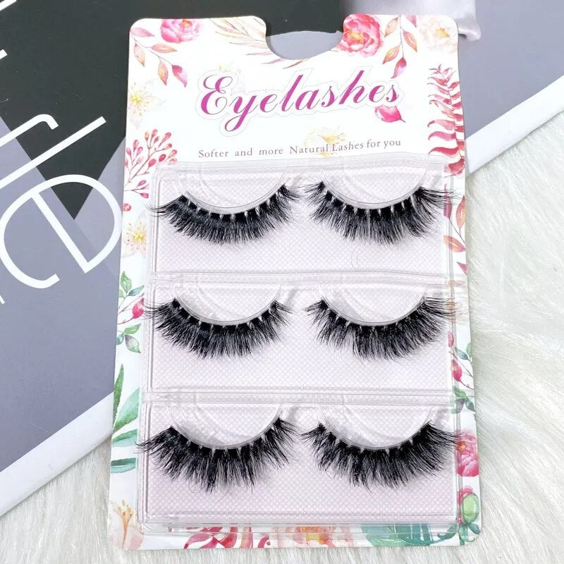 False Eyelashes 3 Pairs Pure Handmade Natural Transparent Terrier Fake Eyelashes Short Paragraph Bare Makeup Eyelashes